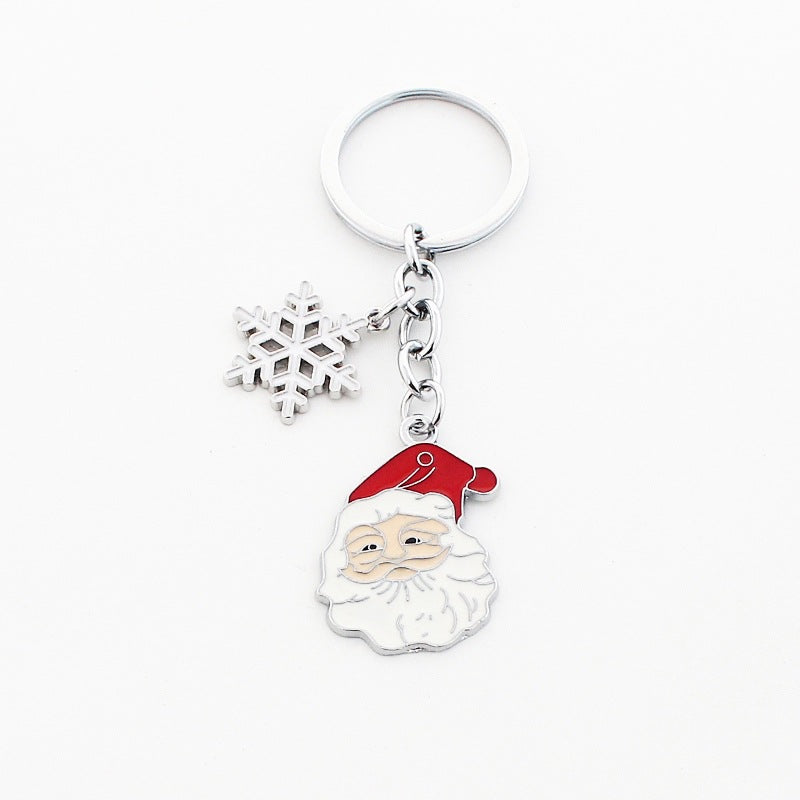 Wholesale Christmas Santa Claus Christmas Hat Drop Oil Zinc Alloy Keychain